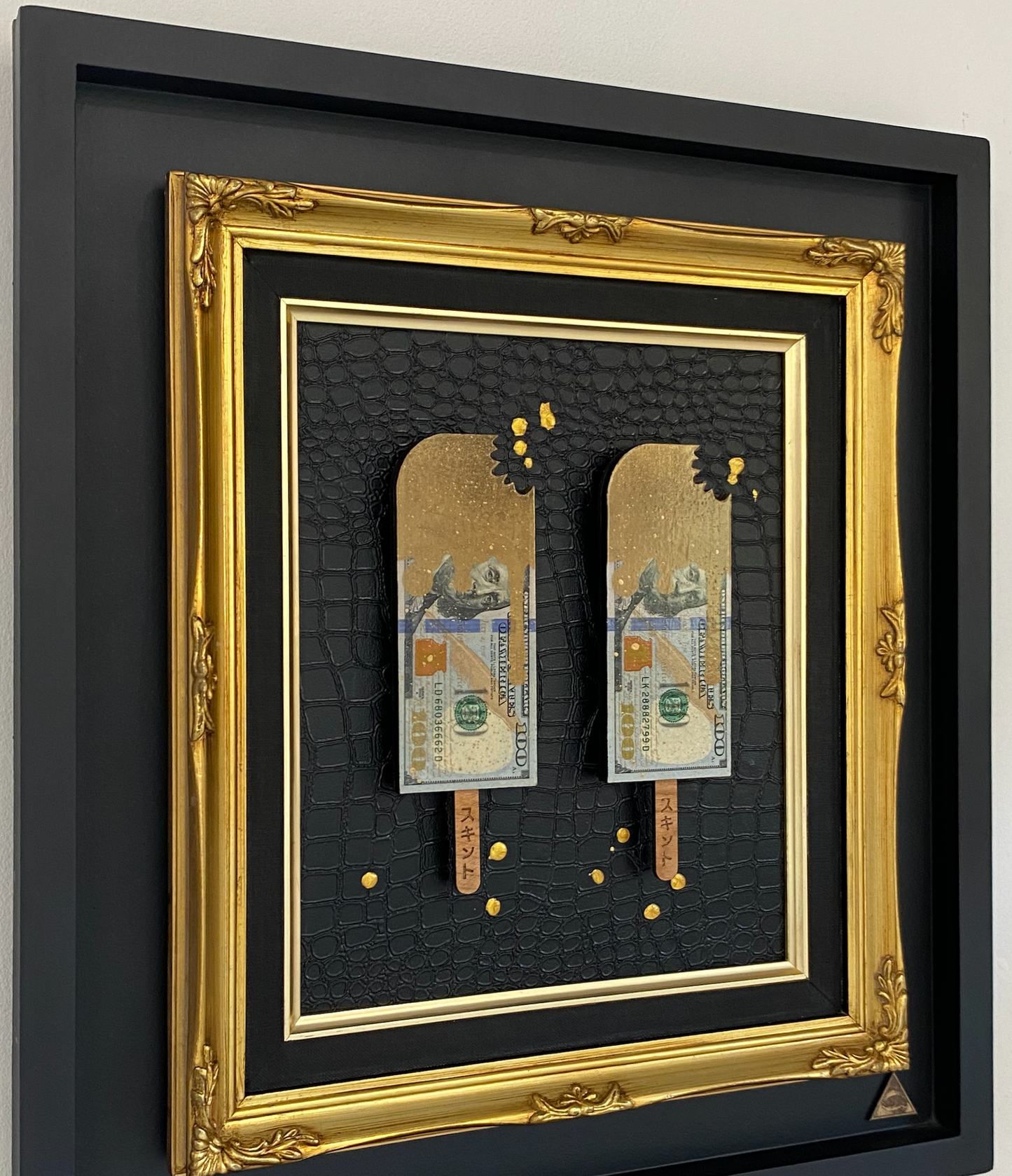 the RESERVED vault - TWO REAL $100 Dollar Bills Square Ornate.