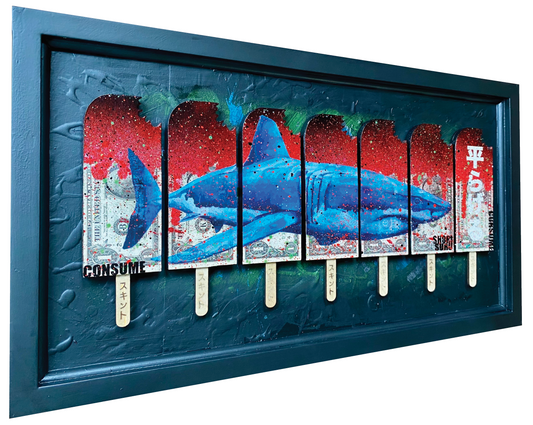 the FRIEZE framed - CONSUME SHARK - 7 lollies SHORI SURU - 消費する