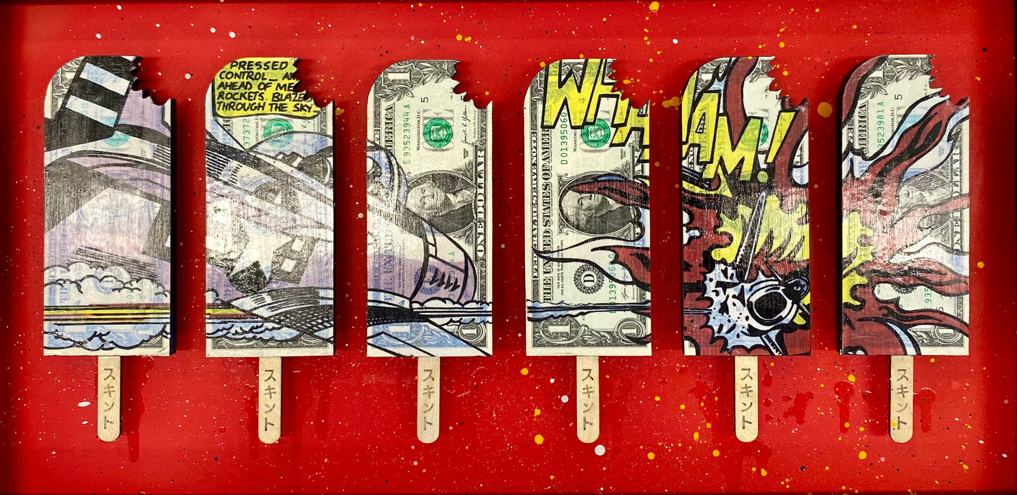 the FRIEZE frame - Whaaam Homage across 6 Lollies.