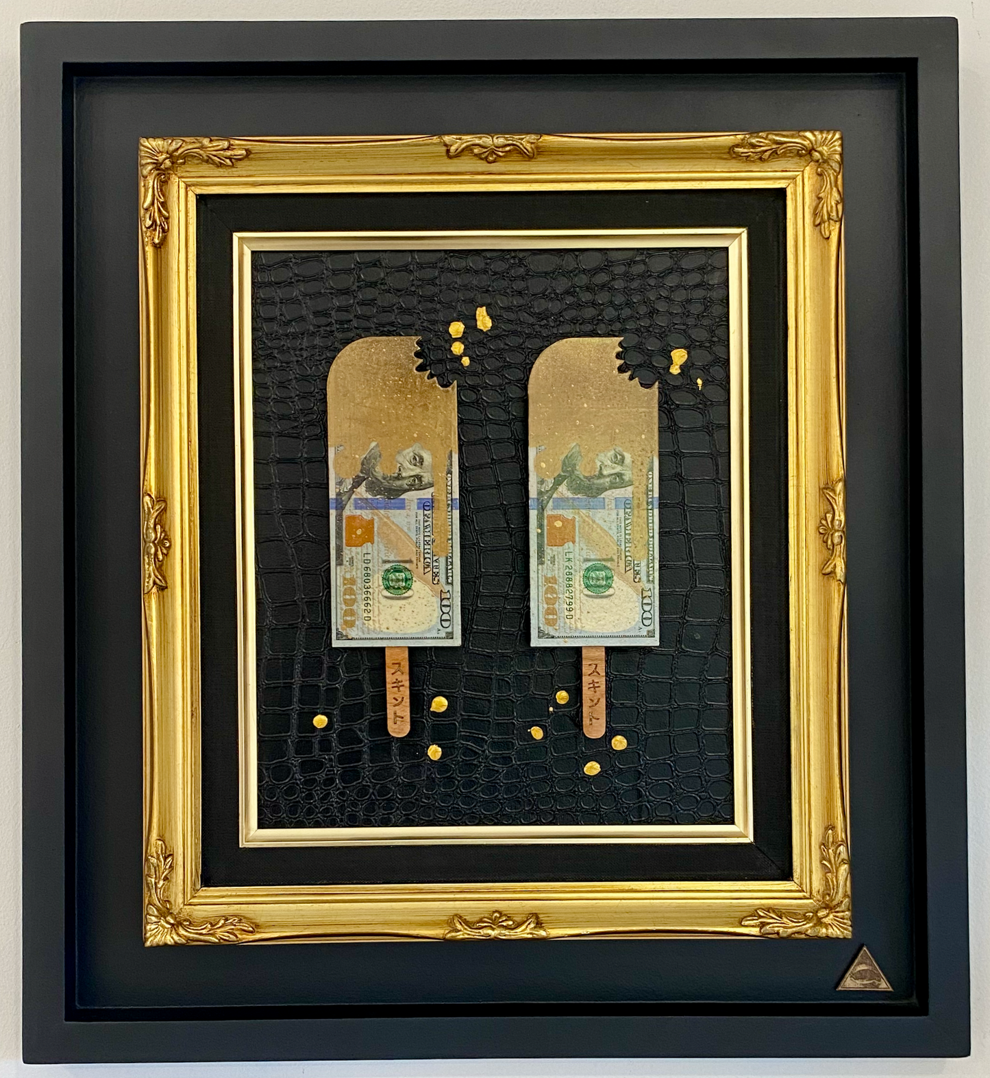 the RESERVED vault - TWO REAL $100 Dollar Bills Square Ornate.