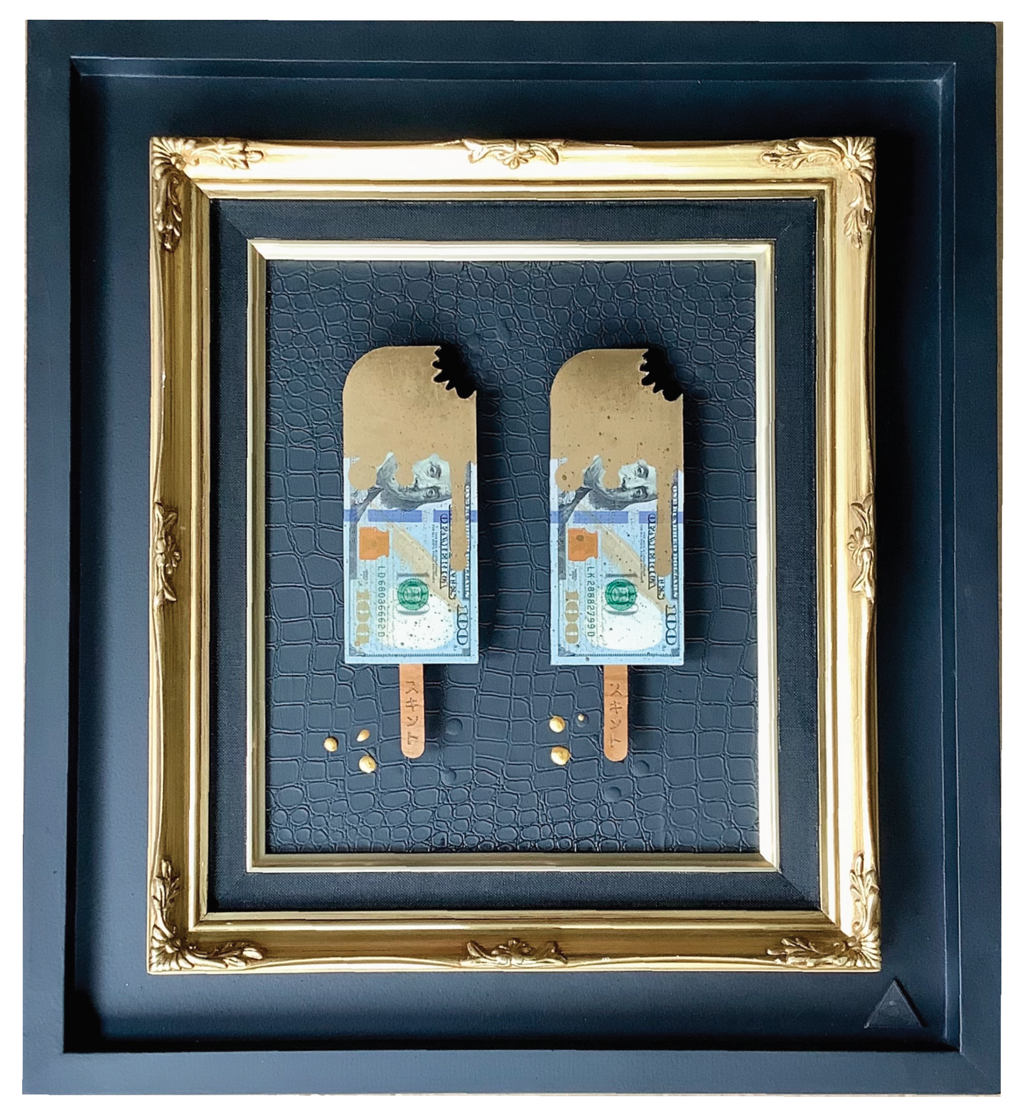 the RESERVED vault - TWO REAL $100 Dollar Bills Square Ornate.
