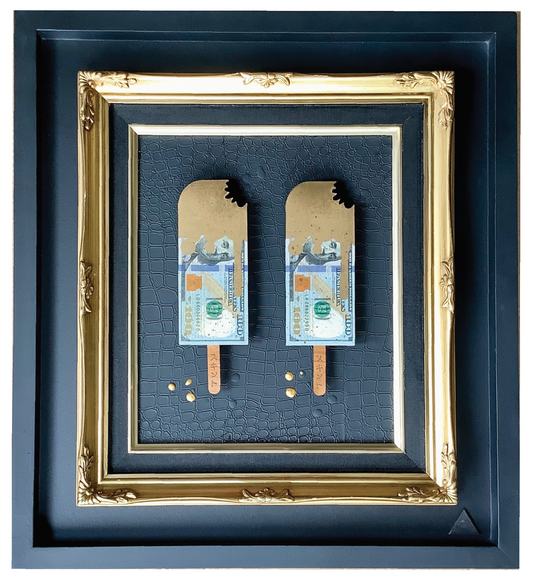 the RESERVED vault - TWO REAL $100 Dollar Bills Square Ornate.