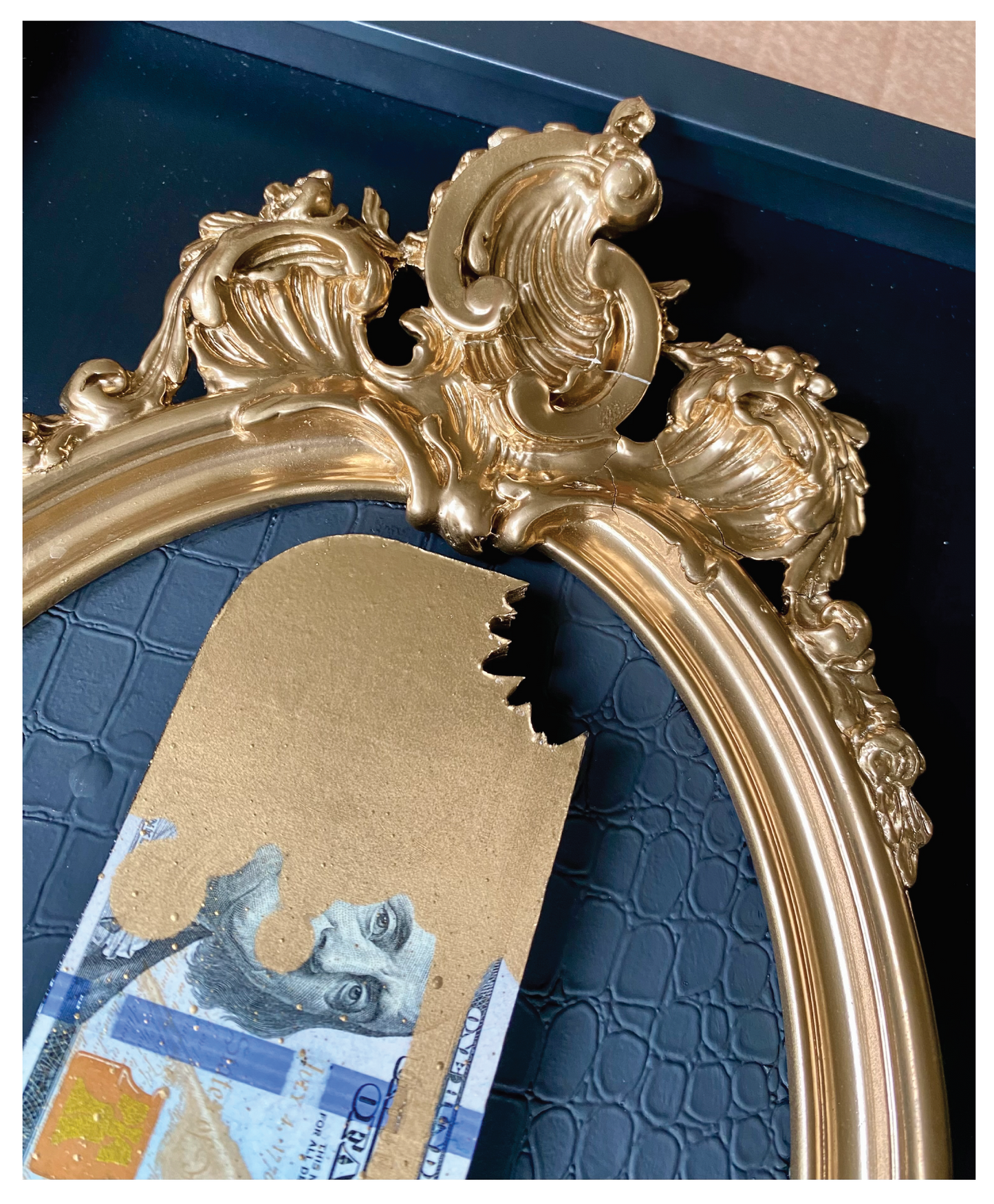 the RESERVED vault - The REAL $100 Dollar Bill. Oval Frame.