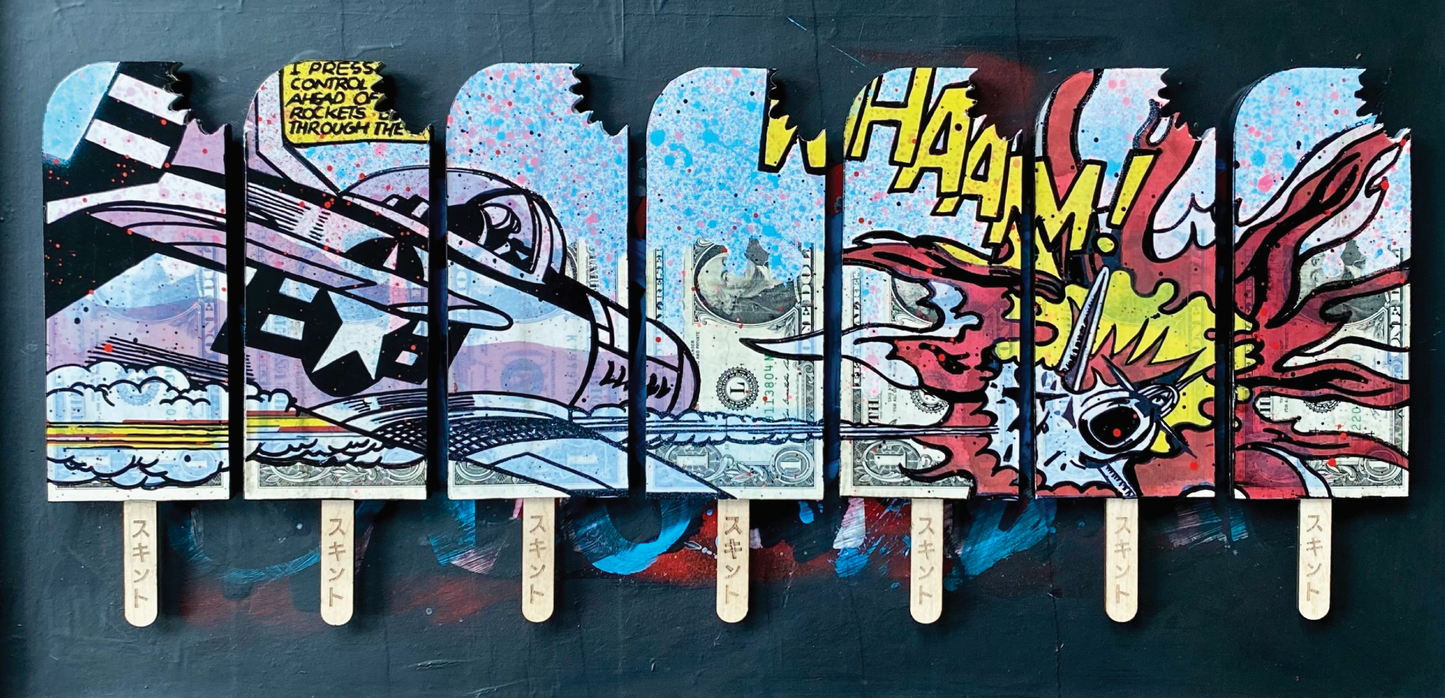 the FRIEZE framed - WHAAM!! Homage across 7 Lollies.